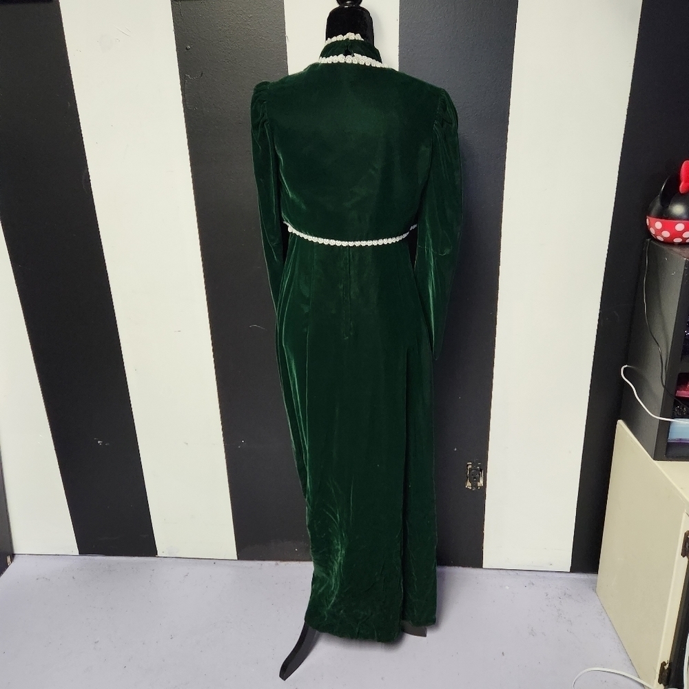 70's emerald and daisy velvet dress + bolero - Picture 4 of 8